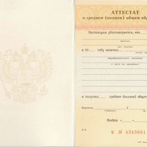 Аттестат 11 классов образца 1995